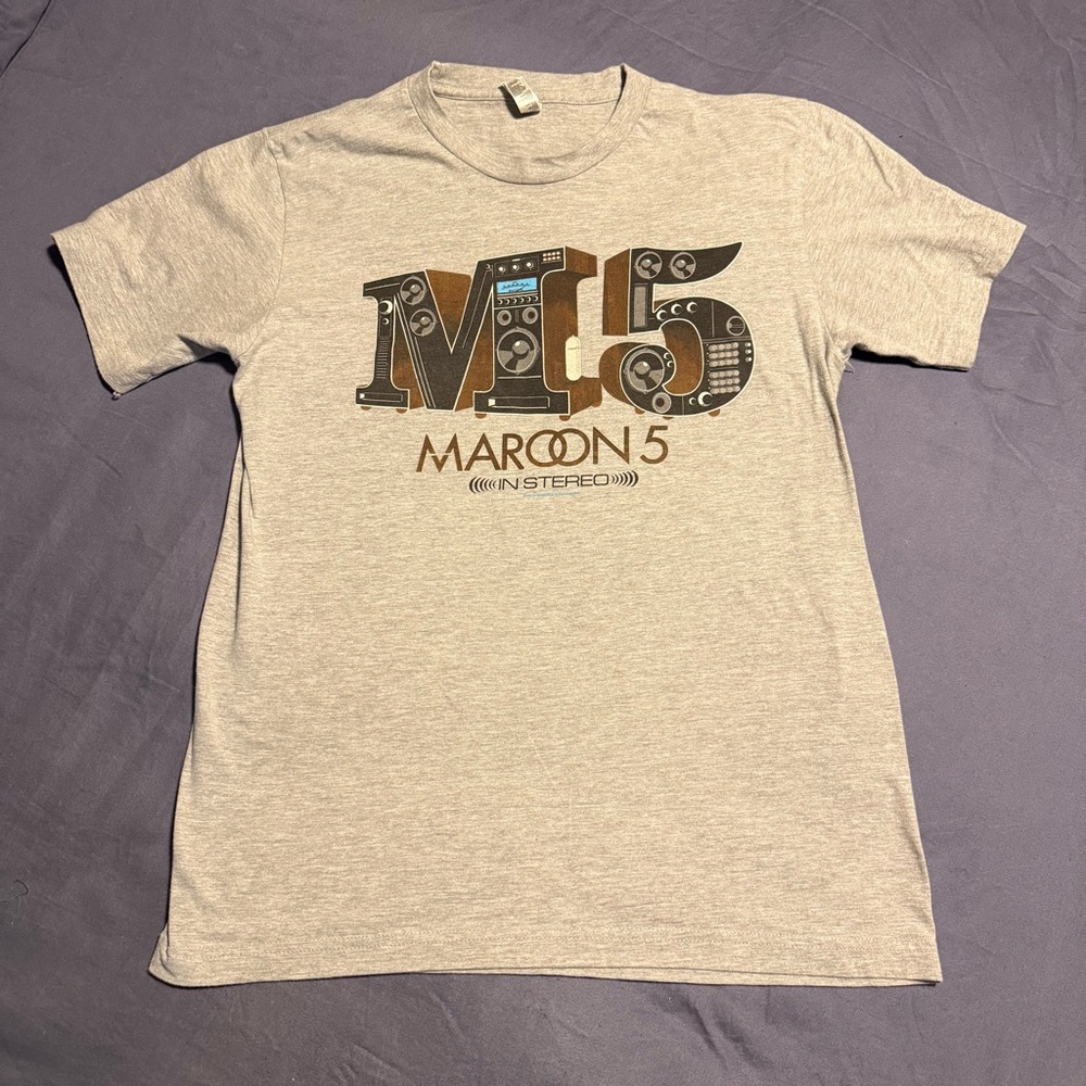 Maroon 5 Graphic Men's light heather Gray T-Shirt Medium American apparel